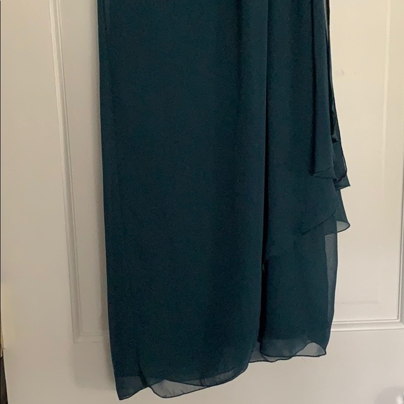 Calvin Klein Teal Silver Beaded 1 Shoulder Dress - Picture 9 of 11